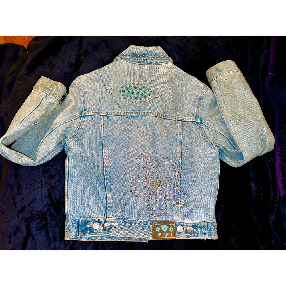 VINTAGE UNWORN 90's MORGAN DE TOI BEDAZZLED RHINESTONE DENIM JACKET FESTIVAL